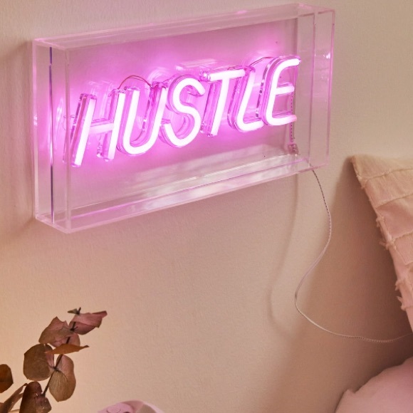 Urban Shop LED Neon Hustle Light-up Clear Acrylic Box, Pink - Picture 2 of 10